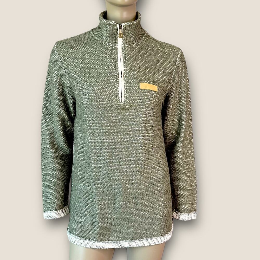Jadelynn Brooke 1/4 Zip Pullover Sweater Waffle Knit Boyfriend Womens S Green